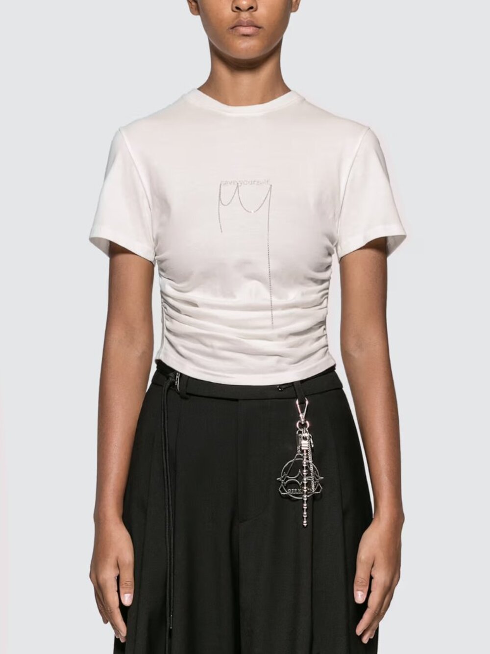 HYEIN SEO White 100% Cotton "Save Yourself" Embroidered Chain T-Shirt, Size M